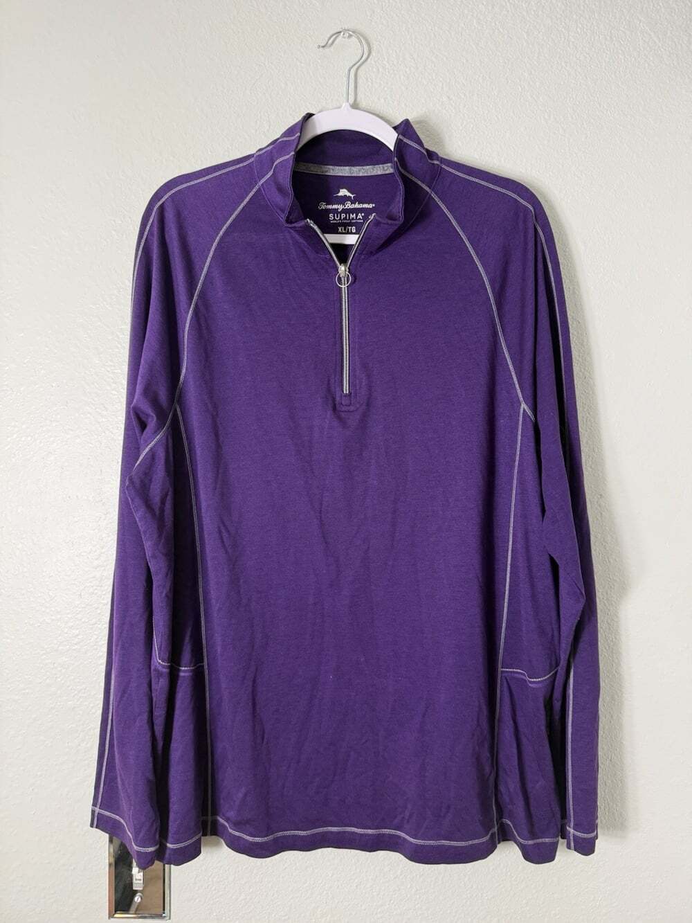 Tommy Bahama Men’s XL IslandZone Supima Cotton 1/4 Zip Pullover Purple - XL